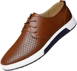 Santimon Men's Oxfords Shoes Casual Lace Up Breathable Formal Dress Mens Slip On Sneakers