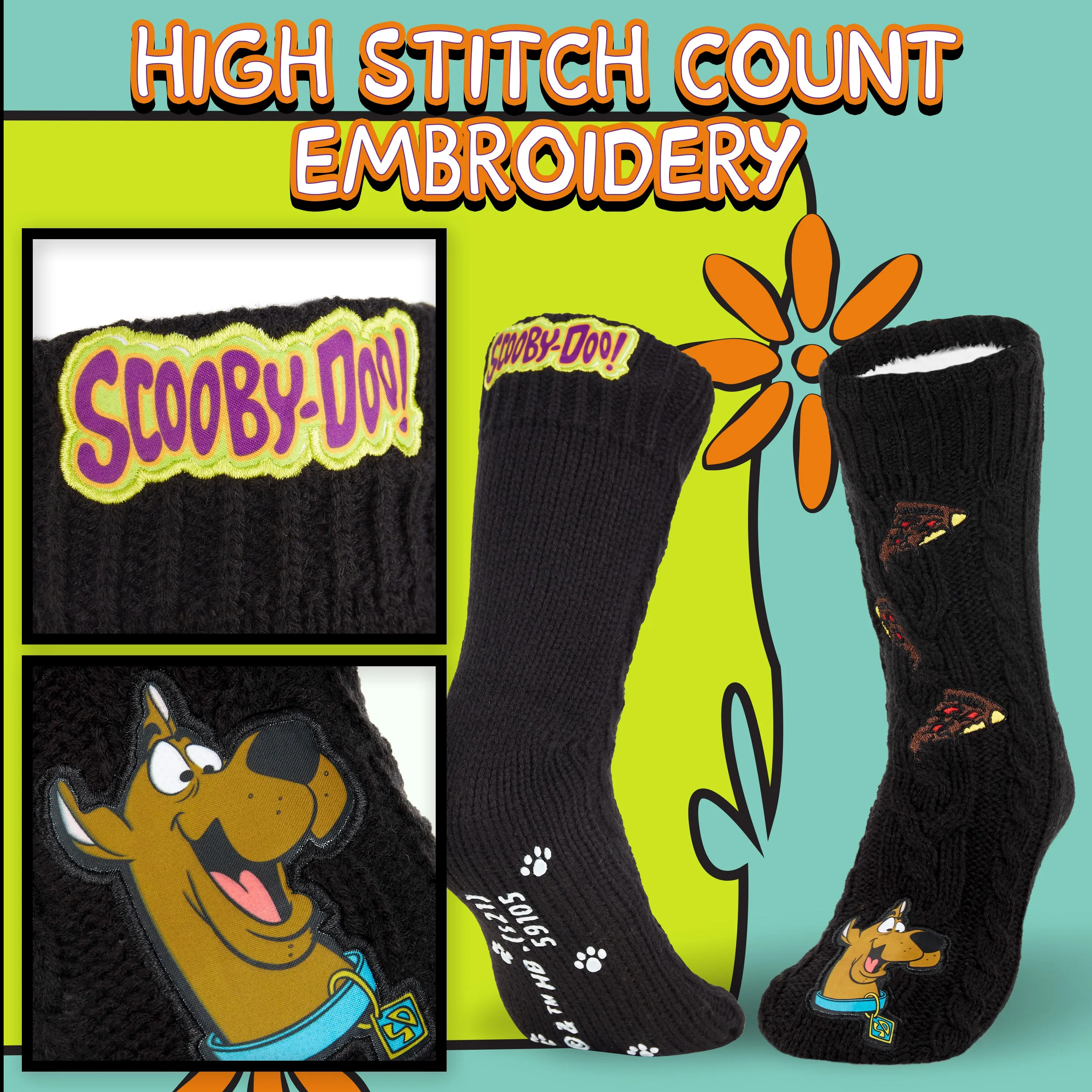 Scooby-Doo! Mens Slipper Socks, Knitted Fluffy Socks Fleece Lining Non Slip