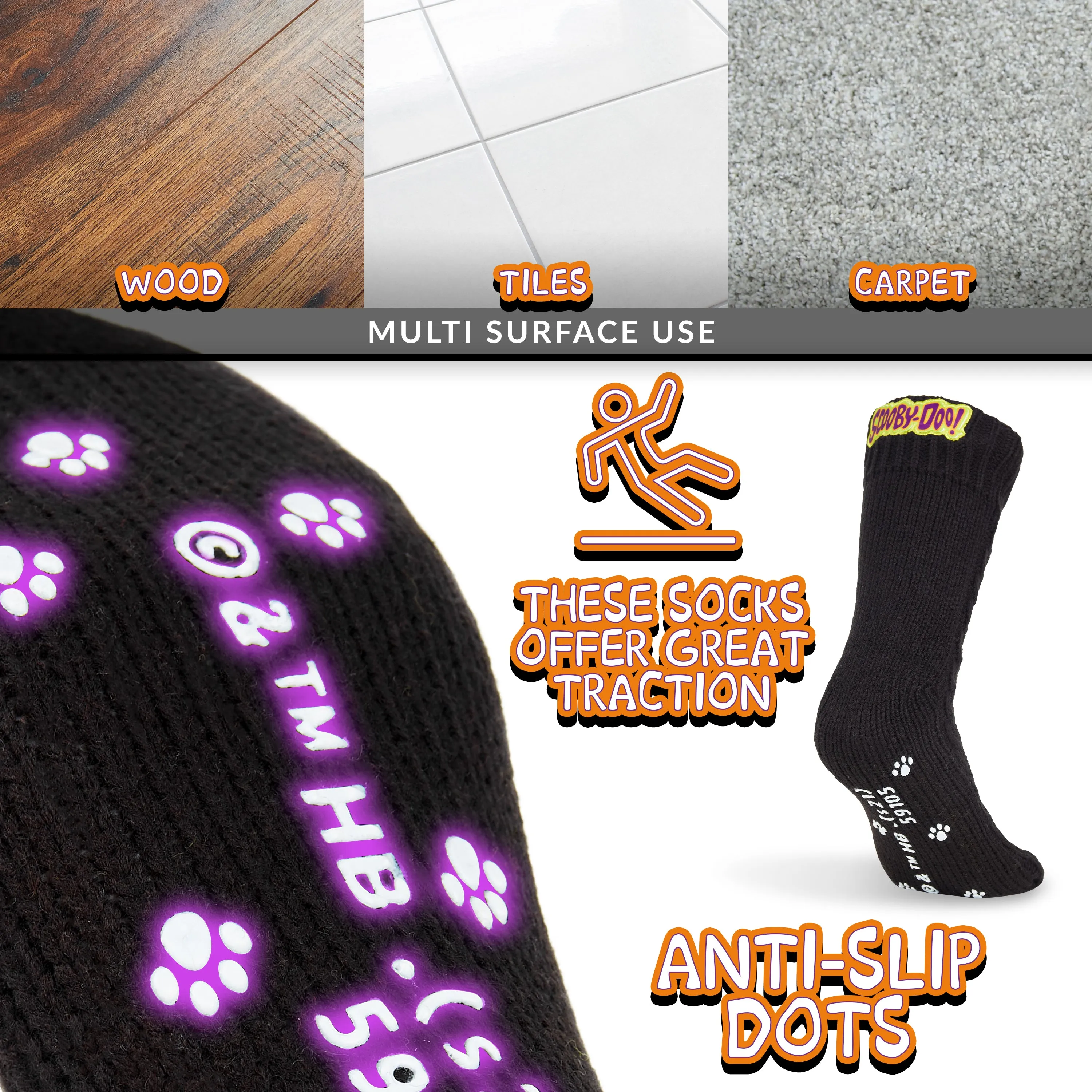 Scooby-Doo! Mens Slipper Socks, Knitted Fluffy Socks Fleece Lining Non Slip
