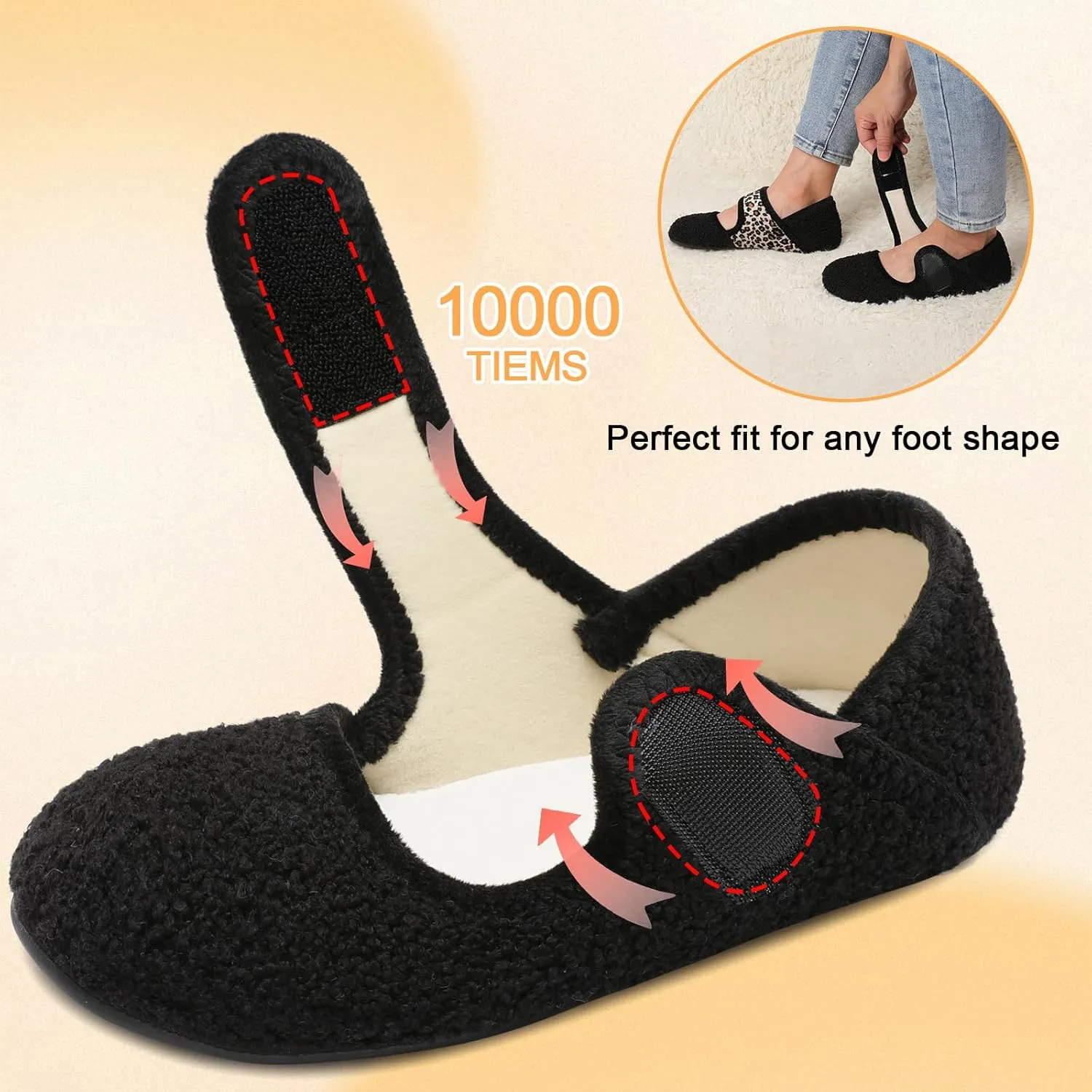 Scurtain Comfy House Slippers for Women Men Wide Diabetic Sock Slippers Soft Slip On Slippers Cozy Barefoot House Shoes