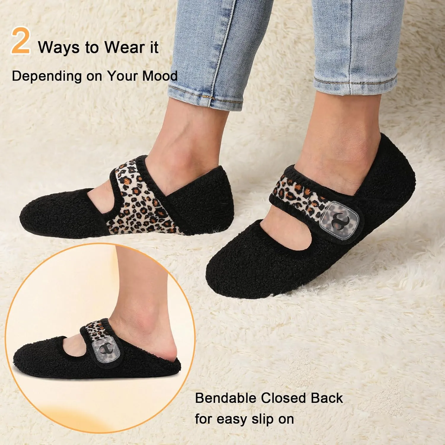 Scurtain Comfy House Slippers for Women Men Wide Diabetic Sock Slippers Soft Slip On Slippers Cozy Barefoot House Shoes