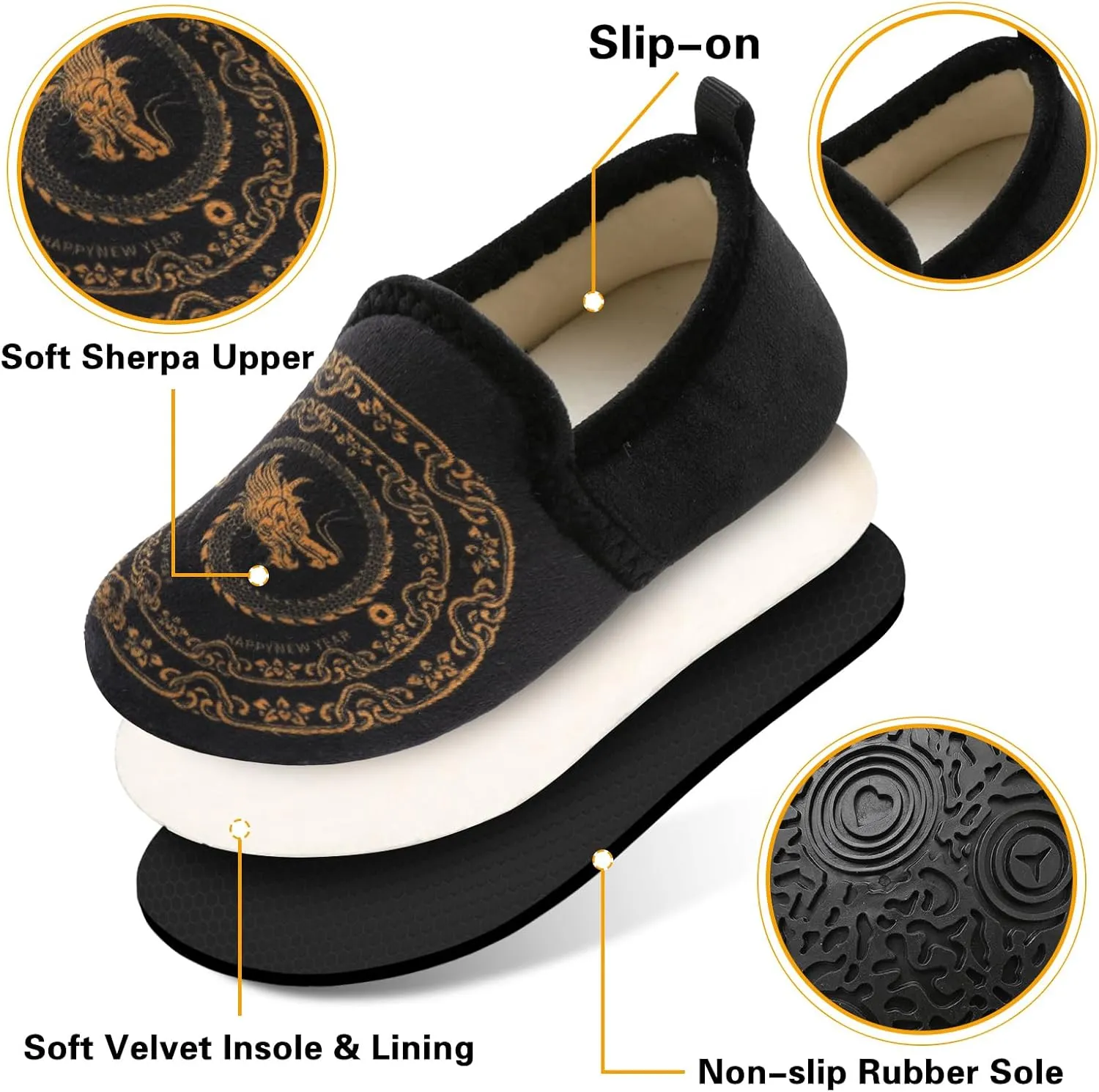 Scurtain Unisex Big Kids Little Kids Slippers Socks Artificial Woolen Slippers with Non-slip Rubber Sole for Big Boys Girls Little Boys Girls