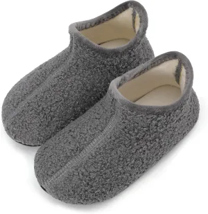 Scurtain Unisex Big Kids Little Kids Slippers Socks Artificial Woolen Slippers with Non-slip Rubber Sole for Big Boys Girls Little Boys Girls