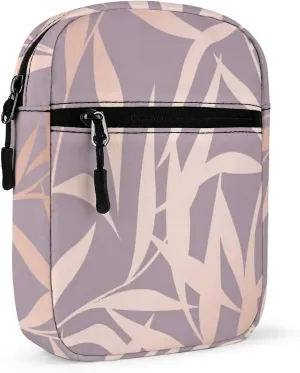 Seamless Shiny Rose Pink Leaves on Pink Adjustable Fanny Waist Pack Pouch, Waterproof Crossbody Runners Bag Wallet for Gym Hiking Fitness Women Men 6.1 x 2.2 x 7.9 inch
