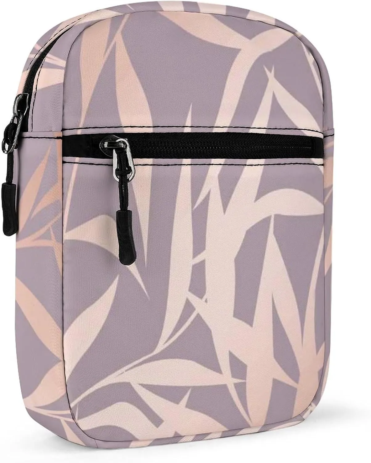 Seamless Shiny Rose Pink Leaves on Pink Adjustable Fanny Waist Pack Pouch, Waterproof Crossbody Runners Bag Wallet for Gym Hiking Fitness Women Men 6.1 x 2.2 x 7.9 inch