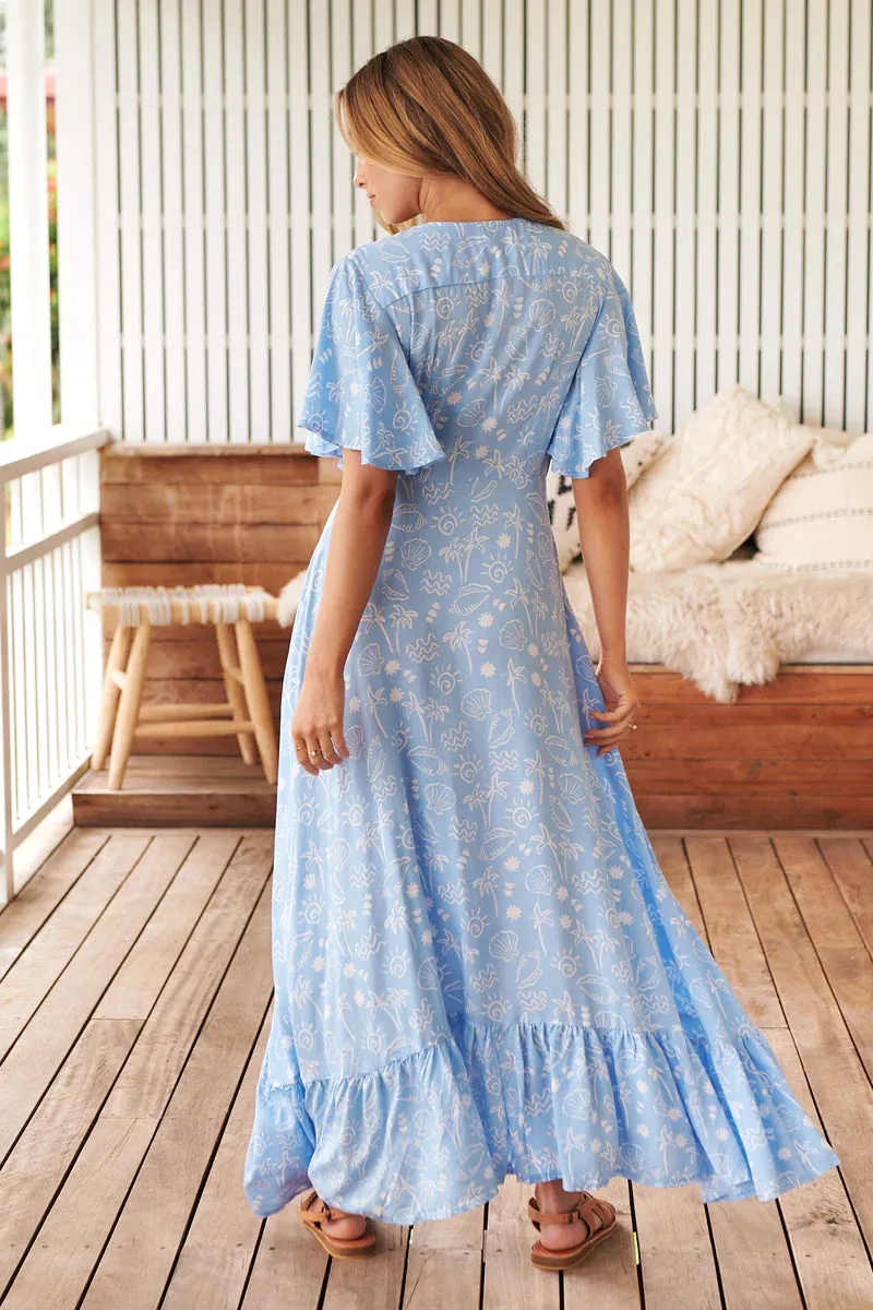Seashell Cove Print Gracie Maxi Dress - Jaase