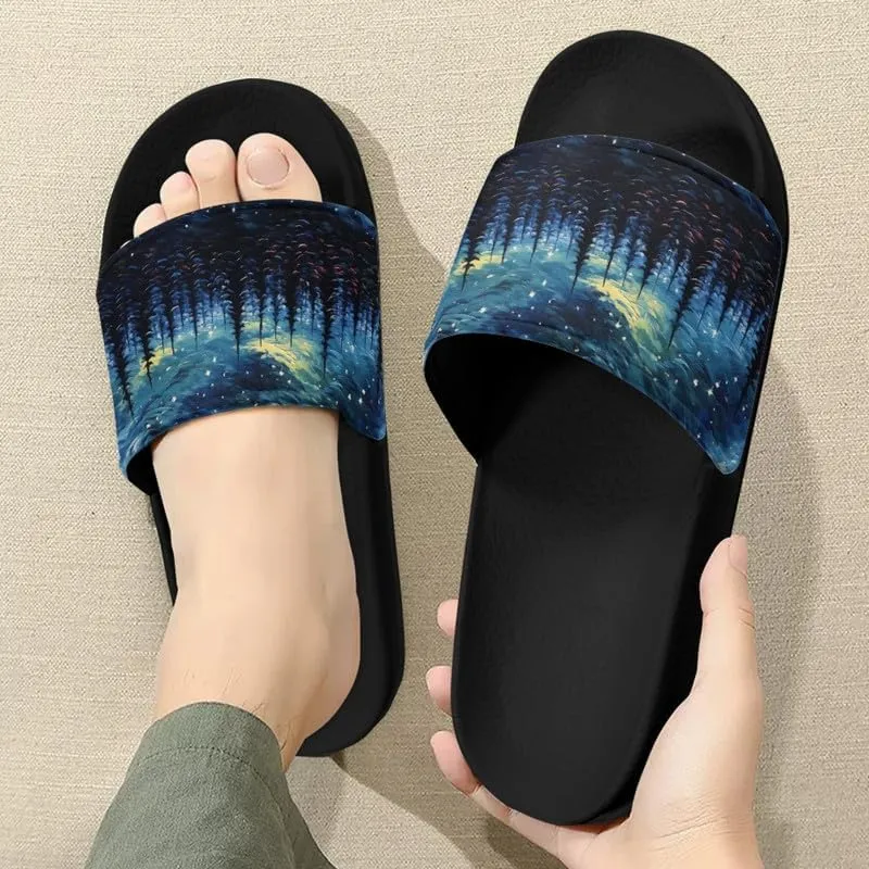 Semioury Starry Sky Cozy Home Shoes Tulip Tie-Dye Soft Sole Bedroom Anti-Skid Outdoor Sole House Shoes for Women Men Family