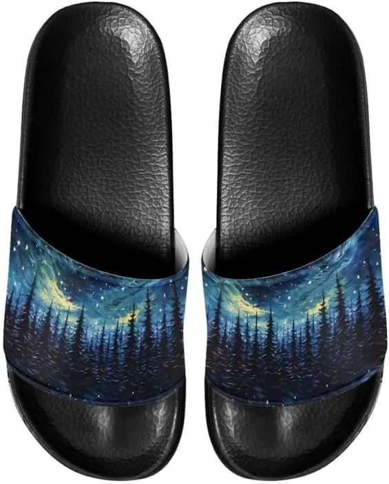 Semioury Starry Sky Cozy Home Shoes Tulip Tie-Dye Soft Sole Bedroom Anti-Skid Outdoor Sole House Shoes for Women Men Family