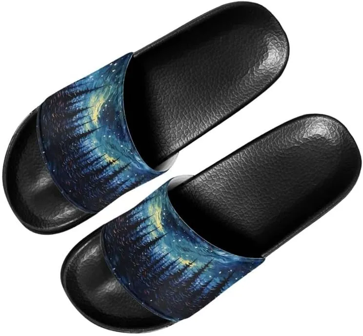 Semioury Starry Sky Cozy Home Shoes Tulip Tie-Dye Soft Sole Bedroom Anti-Skid Outdoor Sole House Shoes for Women Men Family