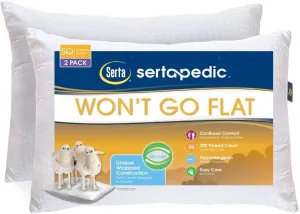 Sertapedic Won't Go Flat Pillows, Set of 2 Standard