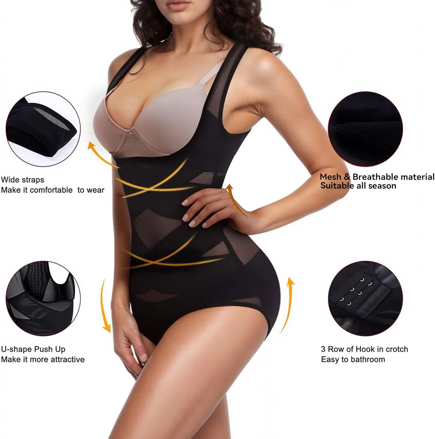 Shapewear for Women Tummy Control Butt Lifter Bodysuit Body Shaper Bodysuit Postpartum Girdles with Adjustable Straps