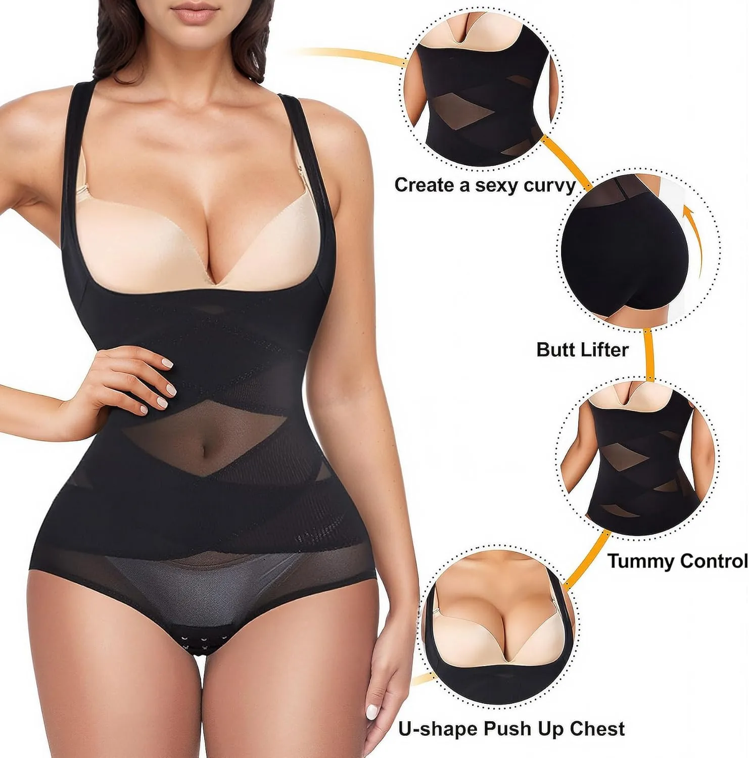 Shapewear for Women Tummy Control Butt Lifter Bodysuit Body Shaper Bodysuit Postpartum Girdles with Adjustable Straps