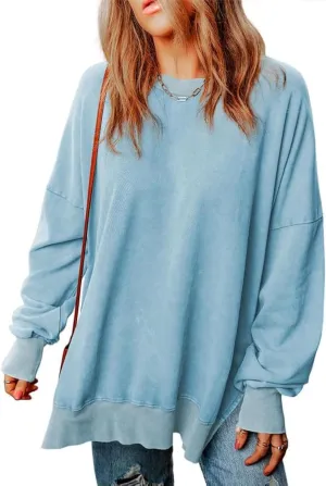 SHEWIN Womens Sweatshirt Casual Long Sleeve Crewneck Lightweight Pullover Tops Loose Sweatshirts
