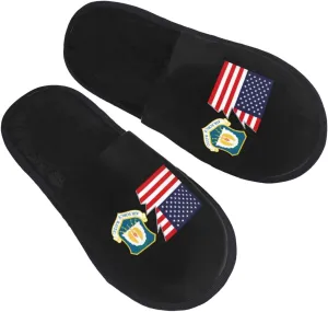 Shield Of The United States Air Force Reserve Officer Training Corps And America Slippers Winter Indoor and Outdoor Slipper Warm Cozy Soft Lightweight House Shoes Fuzzy Slip-On Slipper Large