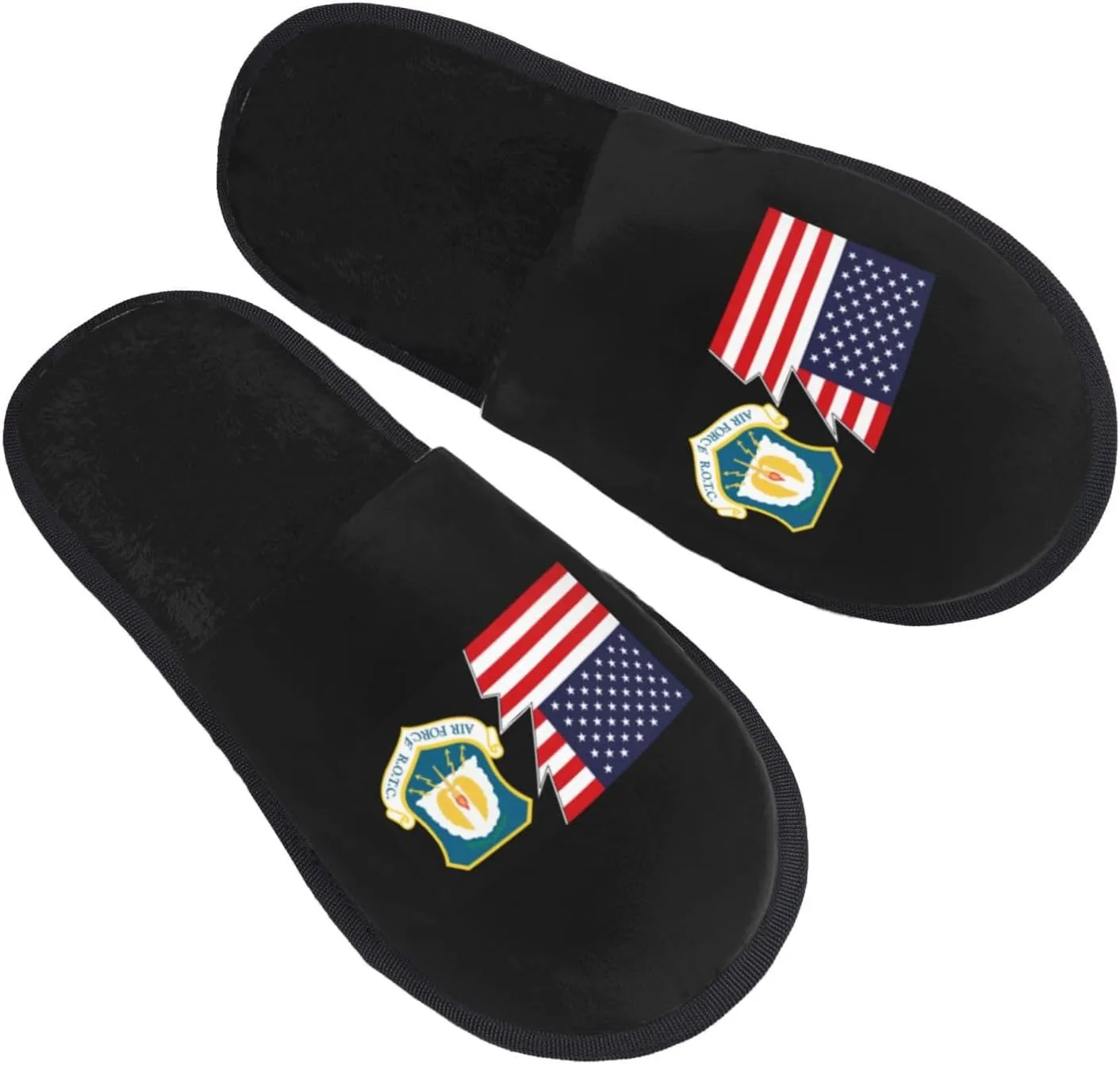 Shield Of The United States Air Force Reserve Officer Training Corps And America Slippers Winter Indoor and Outdoor Slipper Warm Cozy Soft Lightweight House Shoes Fuzzy Slip-On Slipper Large