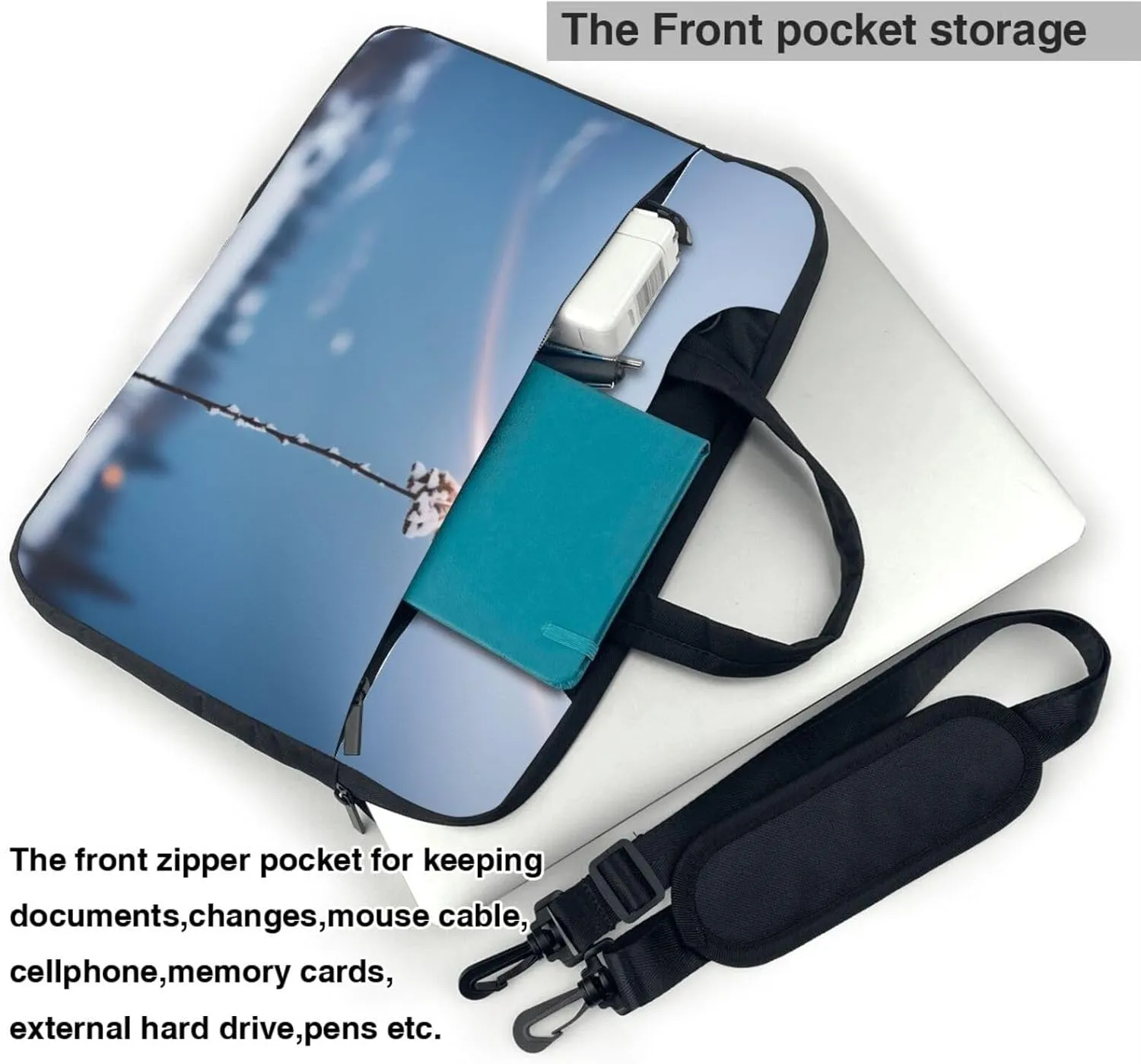 Shiny Christmas Decor Laptop Shoulder Bag Notebook Computer Case Briefcase With Shoulder Straps And Handle