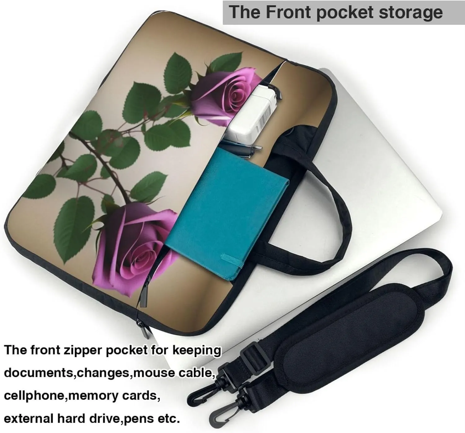 Shiny Christmas Decor Laptop Shoulder Bag Notebook Computer Case Briefcase With Shoulder Straps And Handle