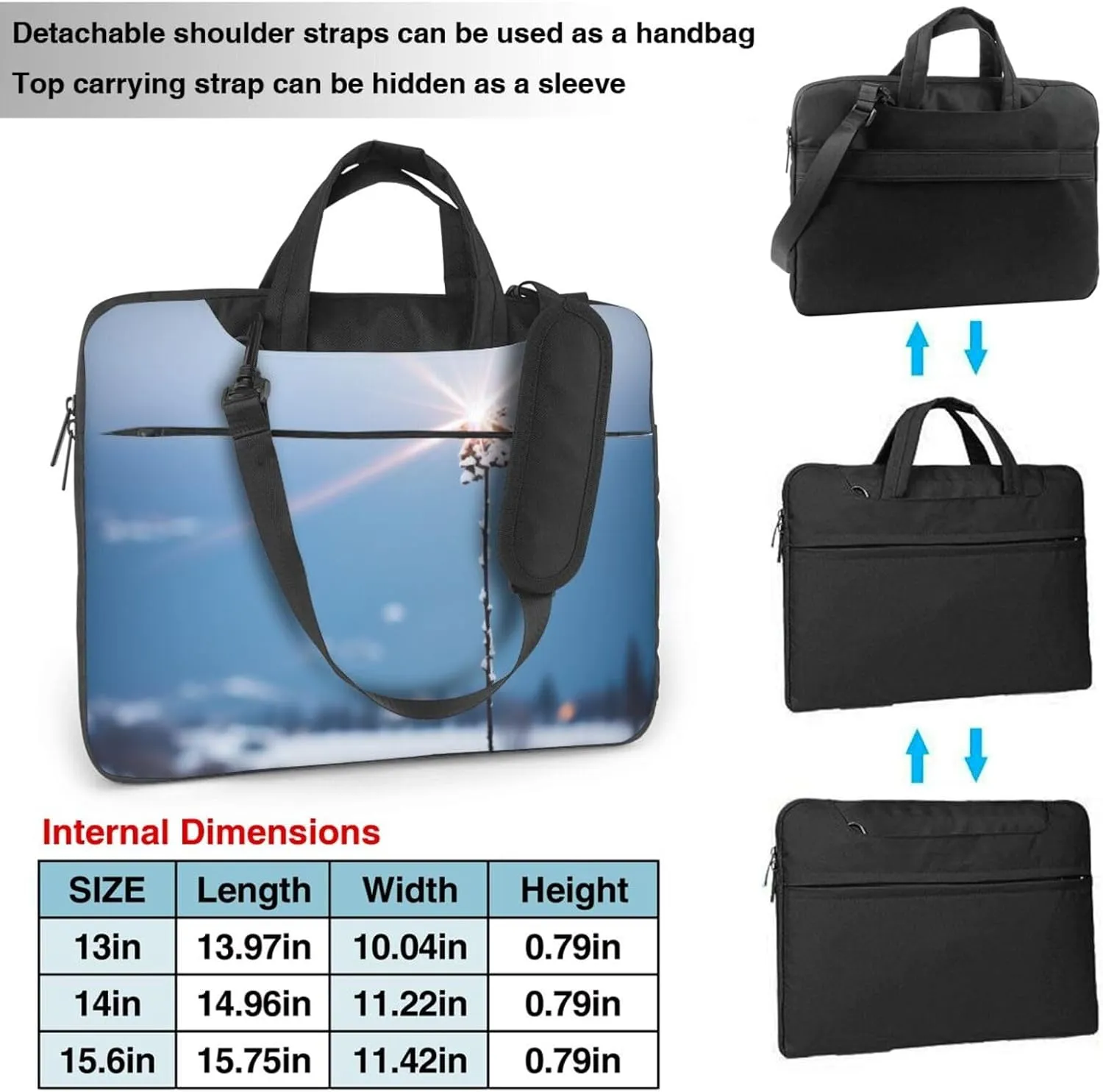 Shiny Christmas Decor Laptop Shoulder Bag Notebook Computer Case Briefcase With Shoulder Straps And Handle