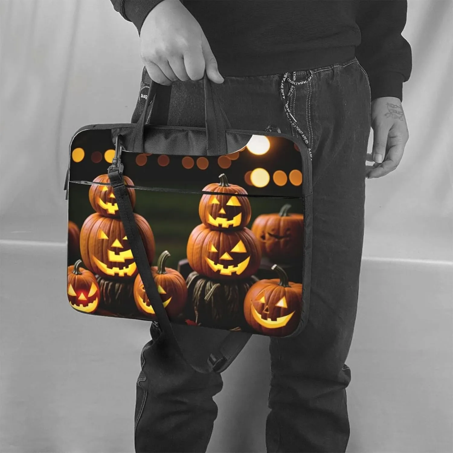 Shiny Christmas Decor Laptop Shoulder Bag Notebook Computer Case Briefcase With Shoulder Straps And Handle