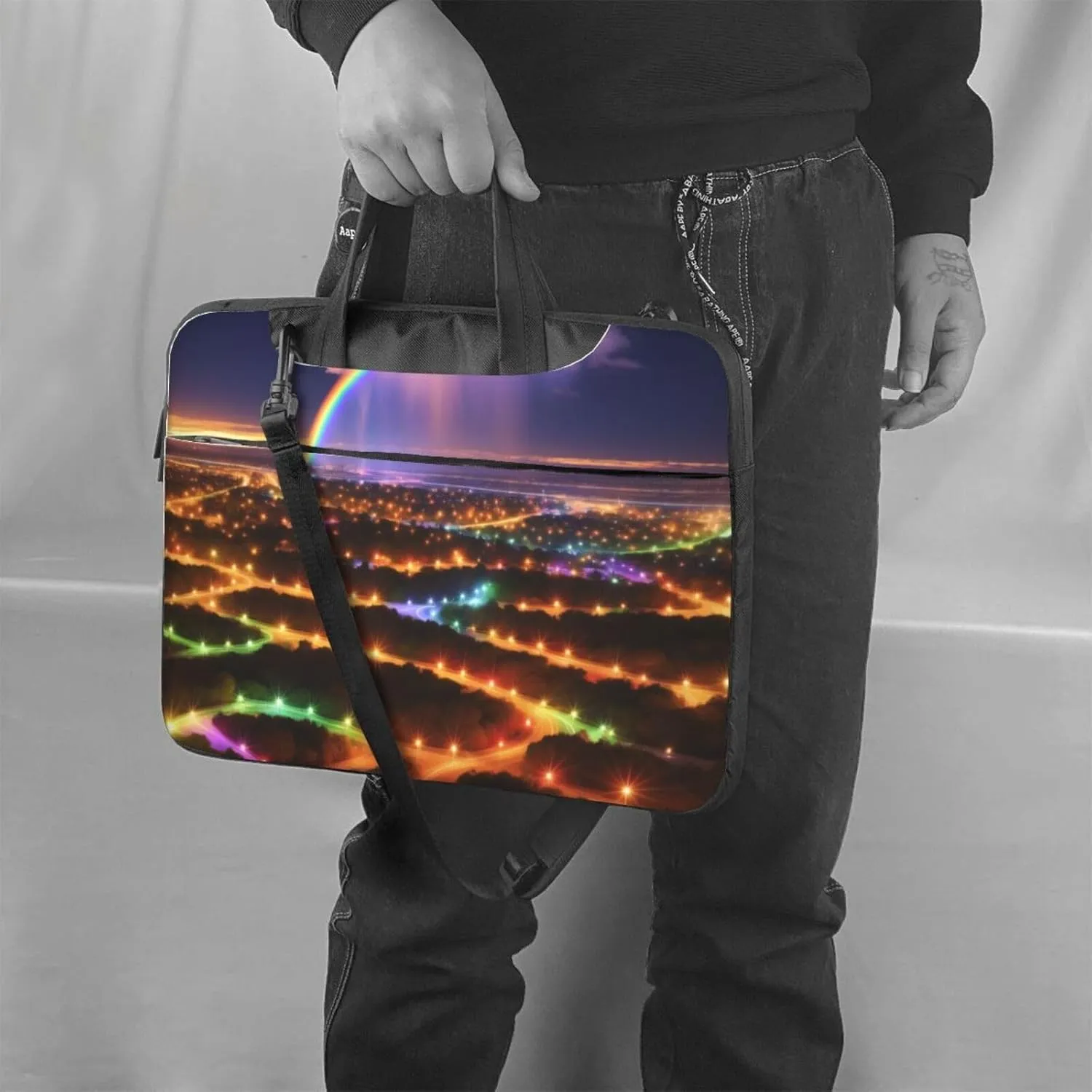 Shiny Christmas Decor Laptop Shoulder Bag Notebook Computer Case Briefcase With Shoulder Straps And Handle