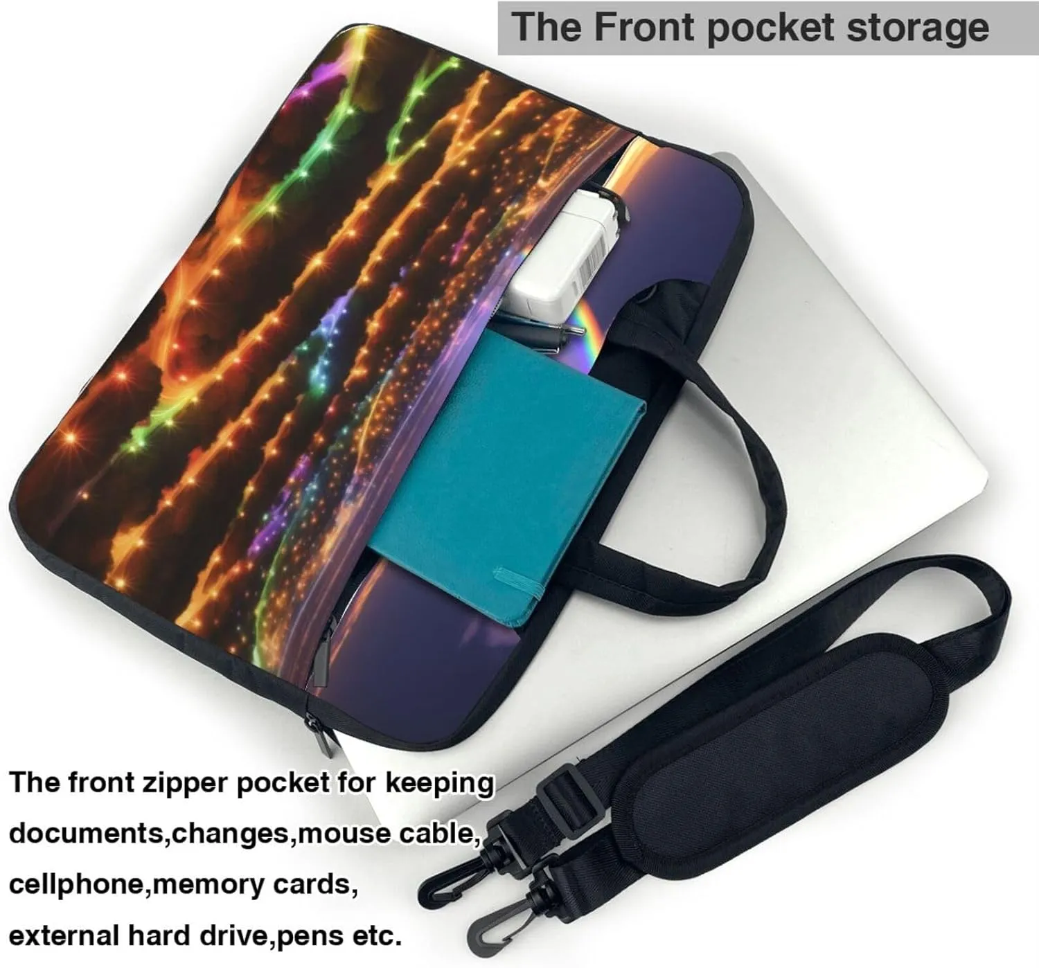Shiny Christmas Decor Laptop Shoulder Bag Notebook Computer Case Briefcase With Shoulder Straps And Handle