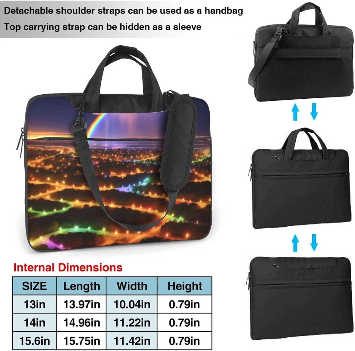 Shiny Christmas Decor Laptop Shoulder Bag Notebook Computer Case Briefcase With Shoulder Straps And Handle