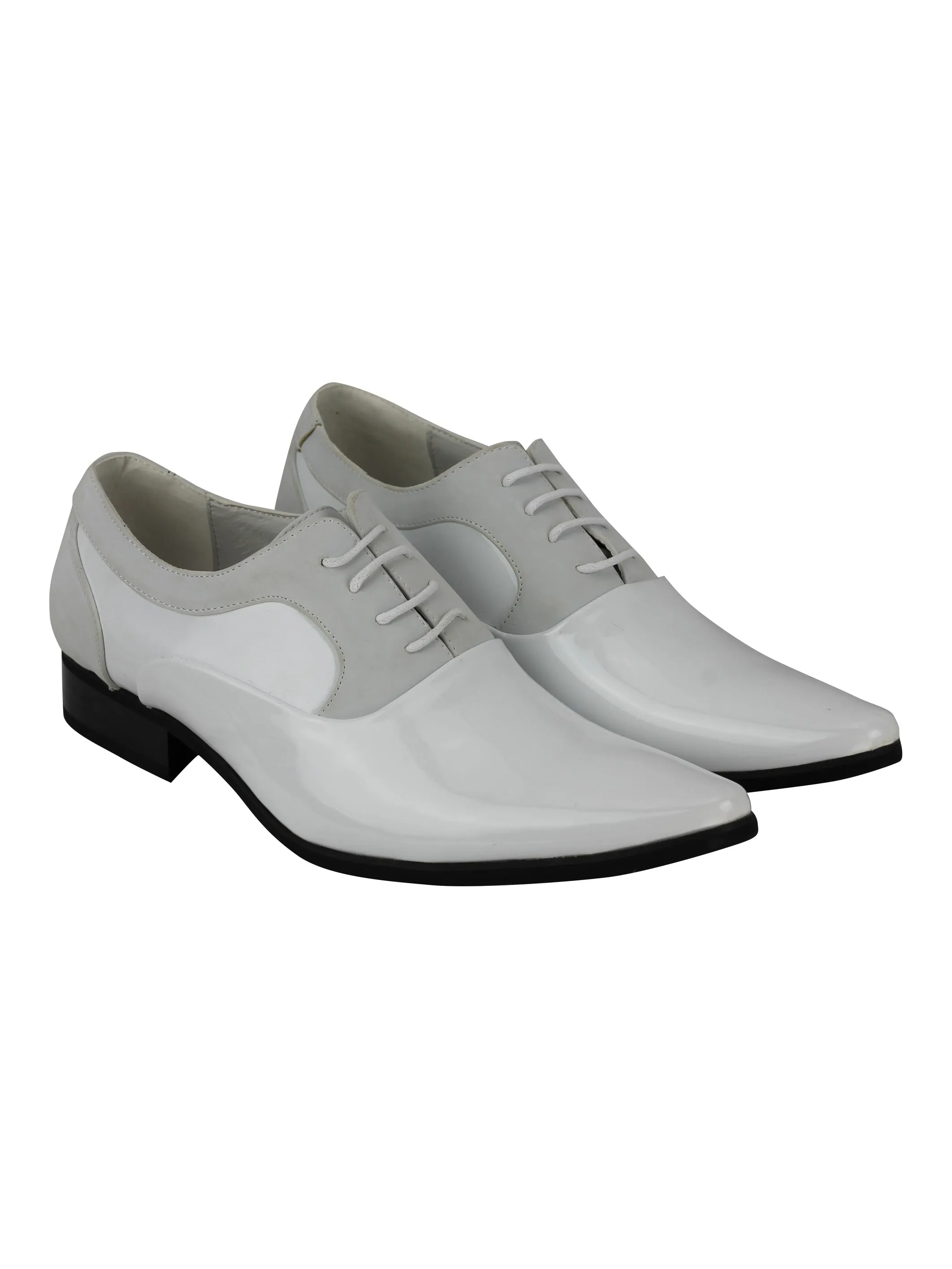 SHINY FAUX LEATHER FORMAL LACE UP SHOES