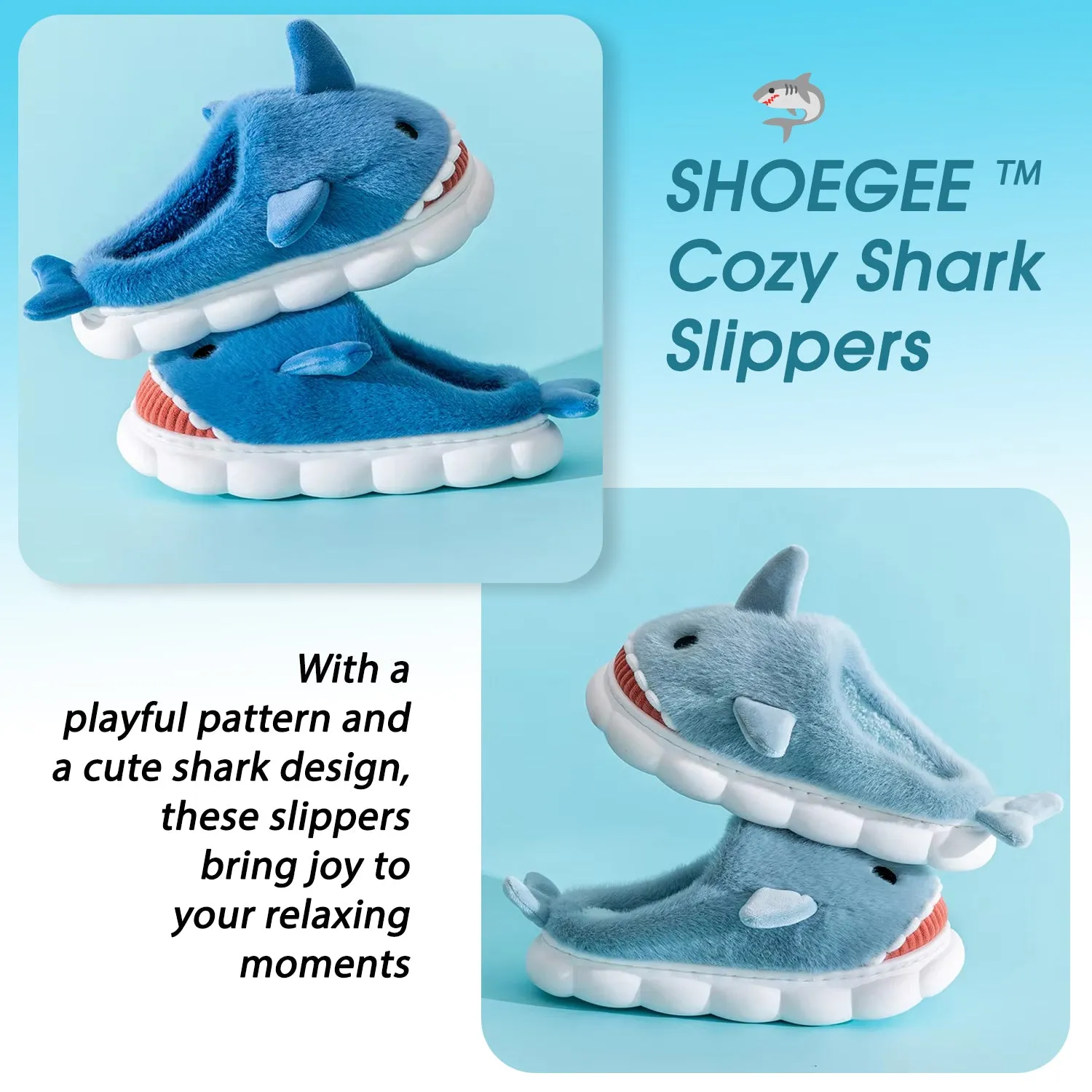 SHOEGEEᵀᴹ Cozy Shark Slippers