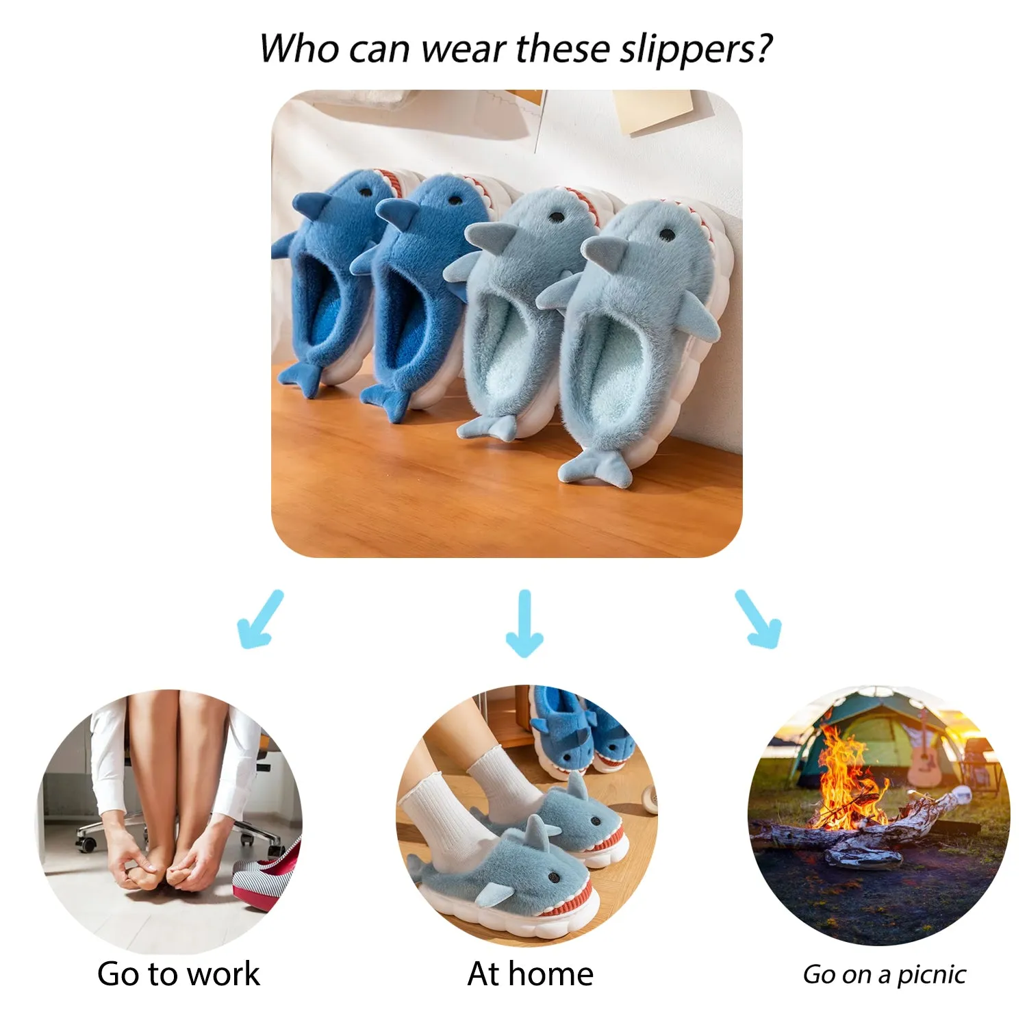 SHOEGEEᵀᴹ Cozy Shark Slippers