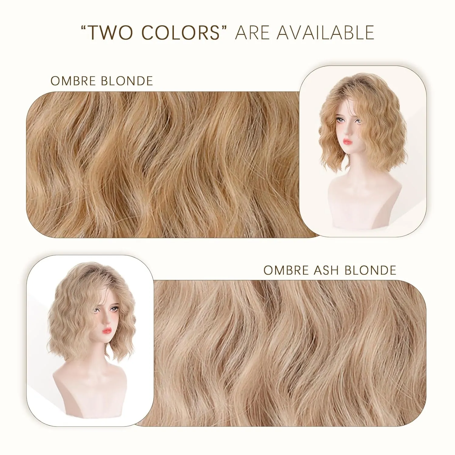 Short Ombre Blonde Wavy Wigs for Women 14 Inch Shoulder Length Curly Wavy Bob Wig Synthetic Natural Hair Wig for Daily Party Use (blonde, 14 inch)