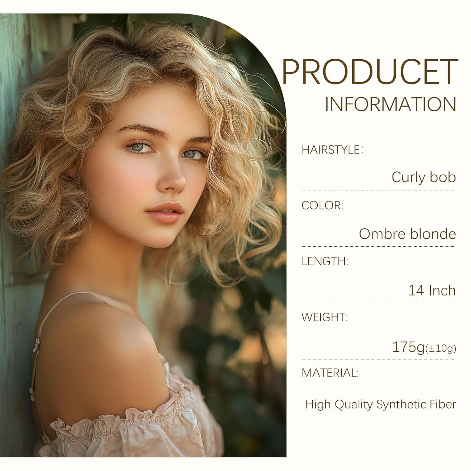 Short Ombre Blonde Wavy Wigs for Women 14 Inch Shoulder Length Curly Wavy Bob Wig Synthetic Natural Hair Wig for Daily Party Use (blonde, 14 inch)