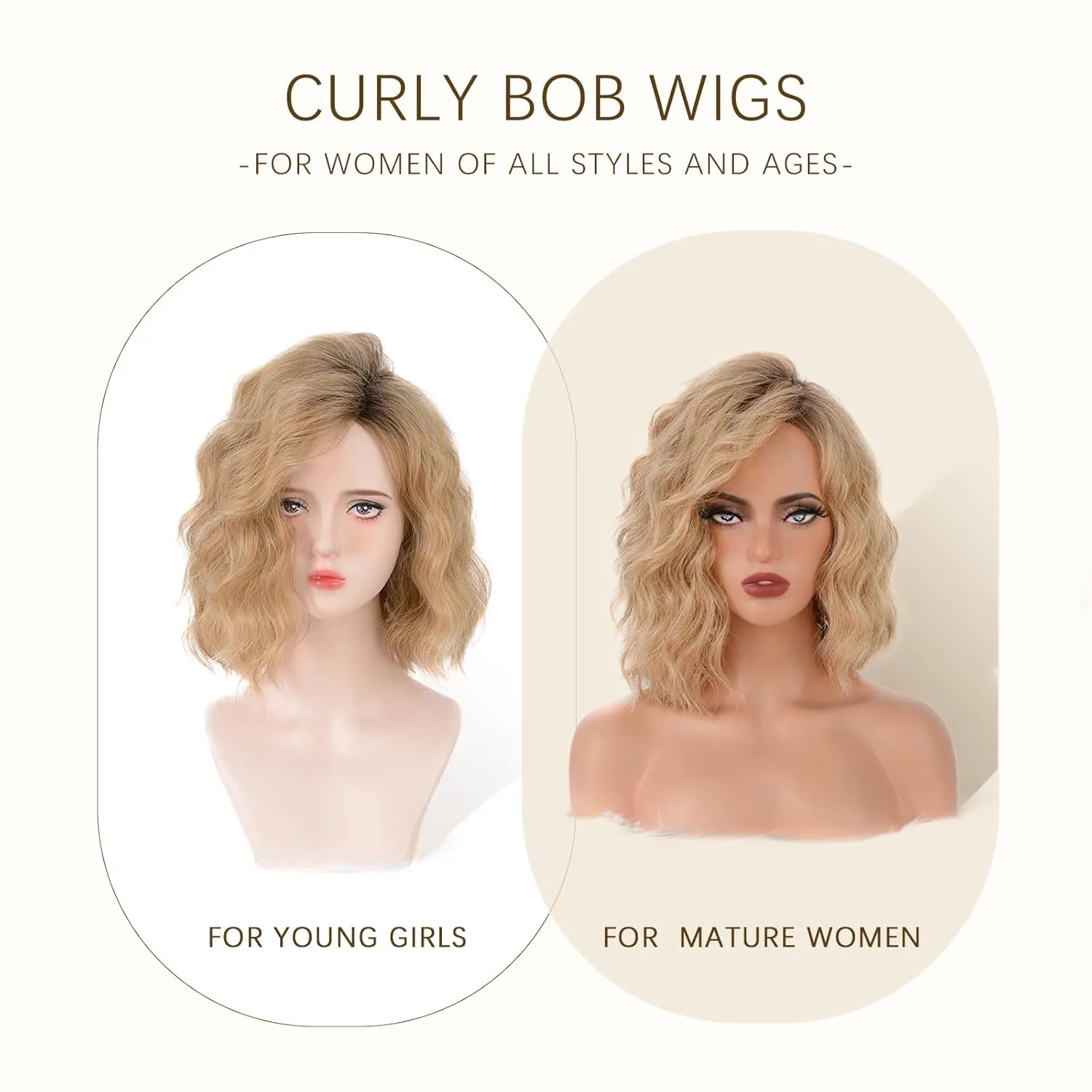 Short Ombre Blonde Wavy Wigs for Women 14 Inch Shoulder Length Curly Wavy Bob Wig Synthetic Natural Hair Wig for Daily Party Use (blonde, 14 inch)