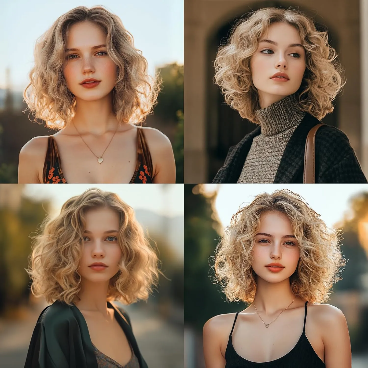 Short Ombre Blonde Wavy Wigs for Women 14 Inch Shoulder Length Curly Wavy Bob Wig Synthetic Natural Hair Wig for Daily Party Use (blonde, 14 inch)