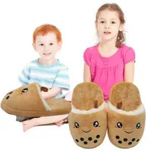 Size Shoes Non-Slip Fuzzy Boba Teens Slippers Indoors One Optimized House Satin ELAINREN Adults Soft Plush Low-cost Slip-On