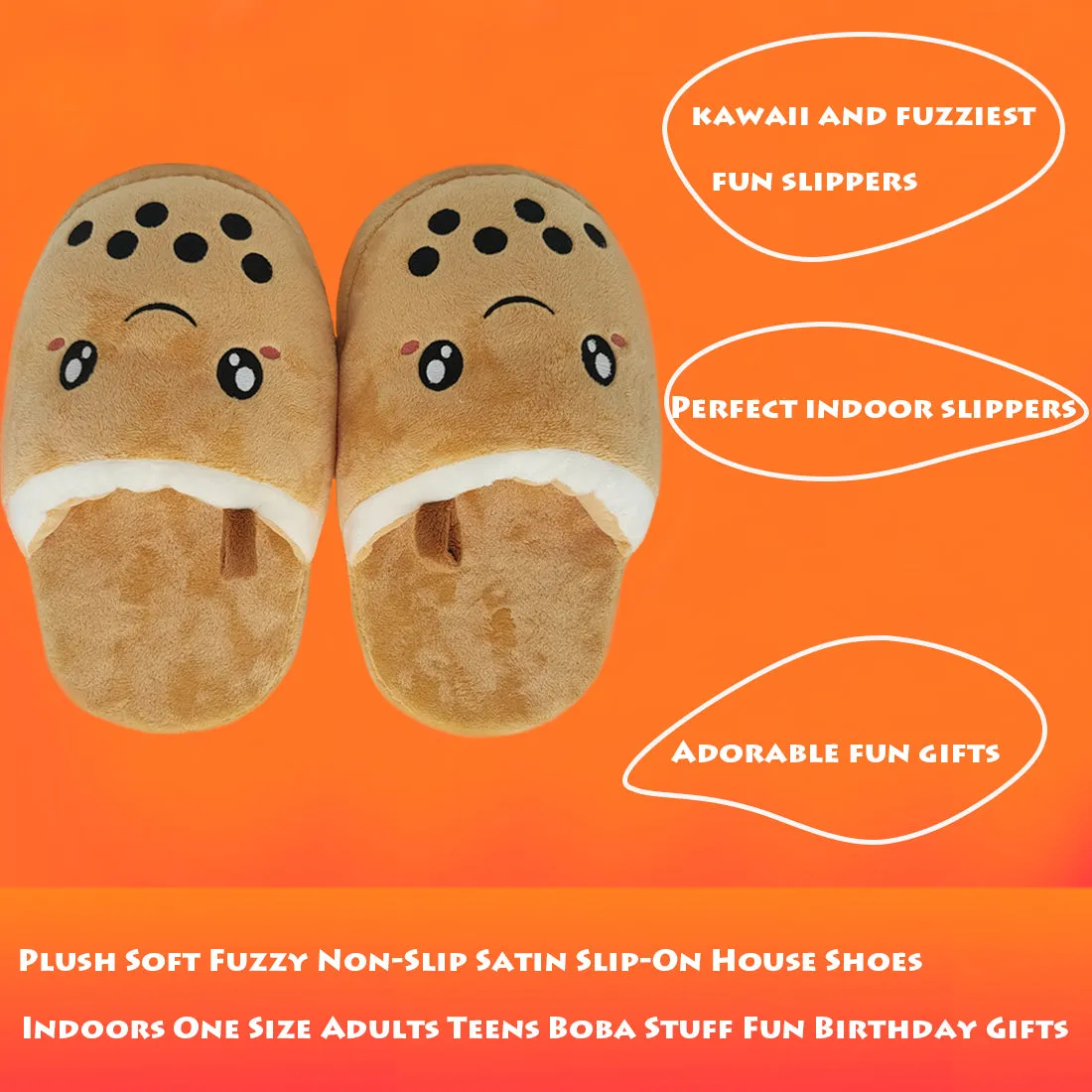Size Shoes Non-Slip Fuzzy Boba Teens Slippers Indoors One Optimized House Satin ELAINREN Adults Soft Plush Low-cost Slip-On