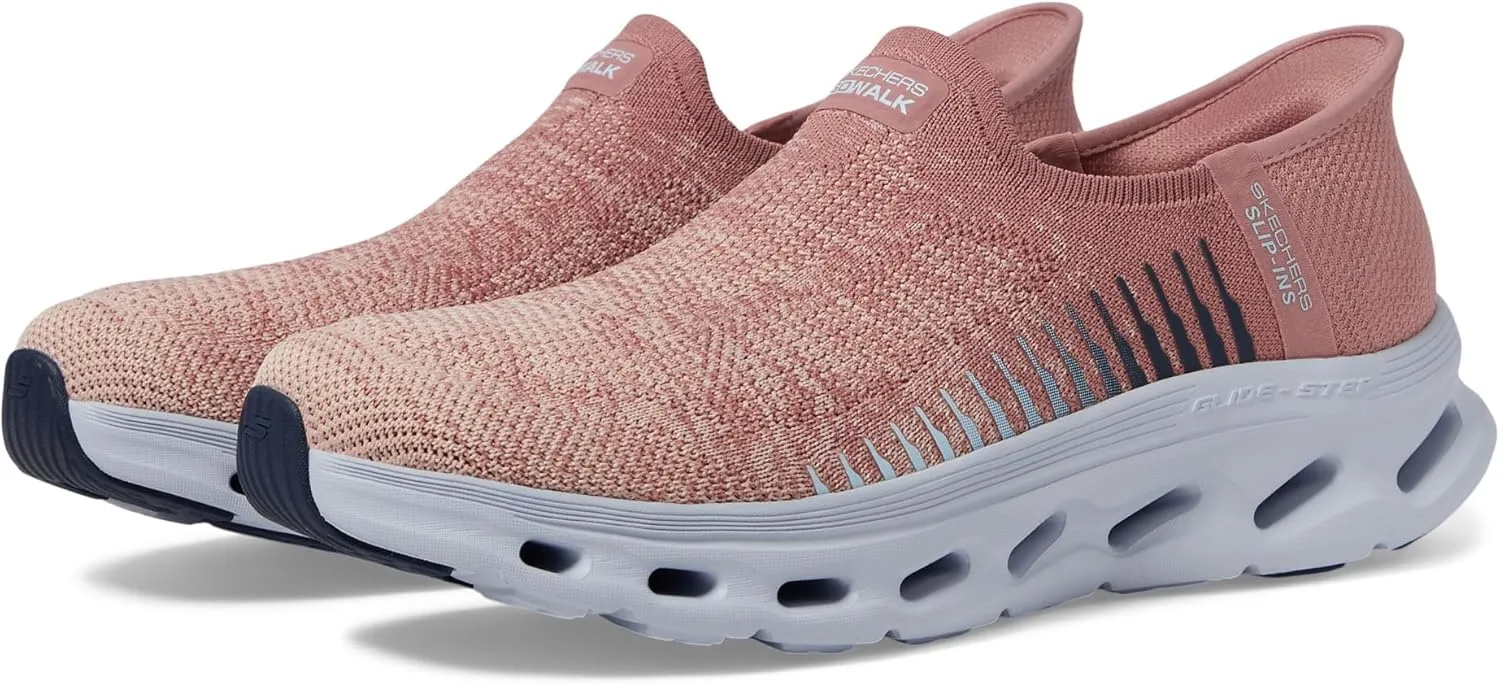 SKECHERS Women's Go Walk Glide Step 2.0 Venus Hands Free Slip-Ins Sneaker, Mauve/Blue, 5