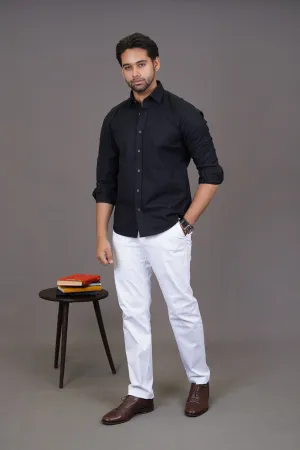 Slim Fit Casual Shirt - Oxford Black Plain