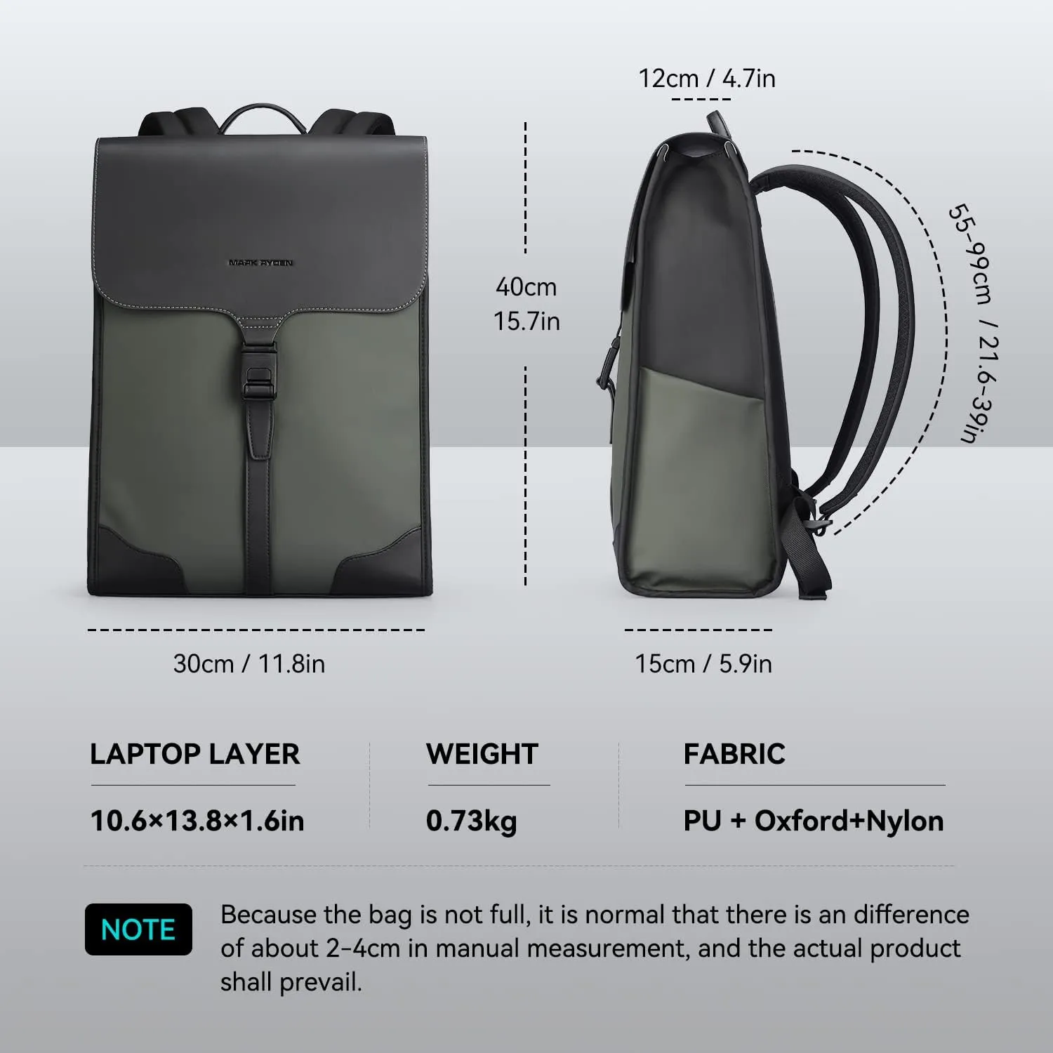 Slim Laptop Backpack for Men, 15.6 Inch Business Backpack with High Tech Magnetic Snap, Waterproof Fashion Casual Backpack Ideal for Working, Daily Life