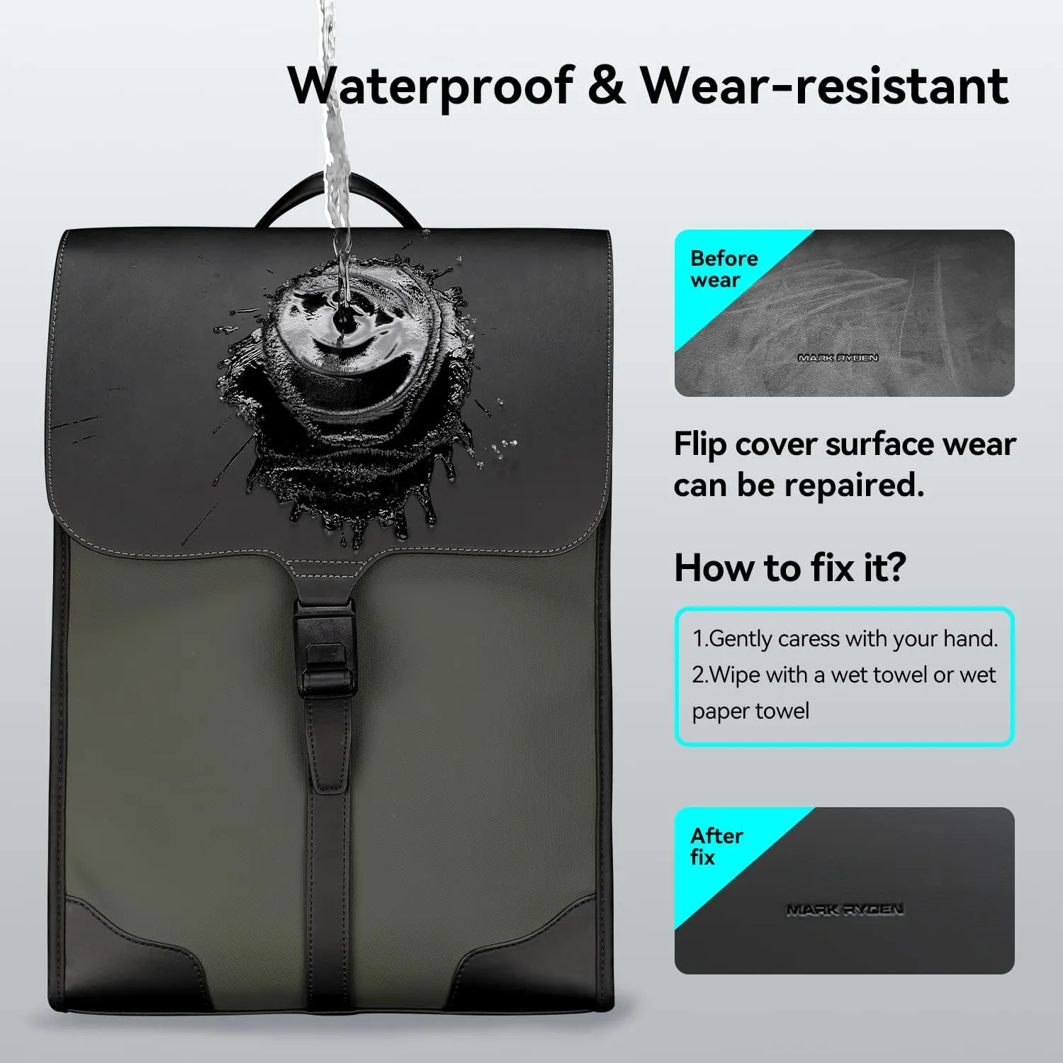 Slim Laptop Backpack for Men, 15.6 Inch Business Backpack with High Tech Magnetic Snap, Waterproof Fashion Casual Backpack Ideal for Working, Daily Life