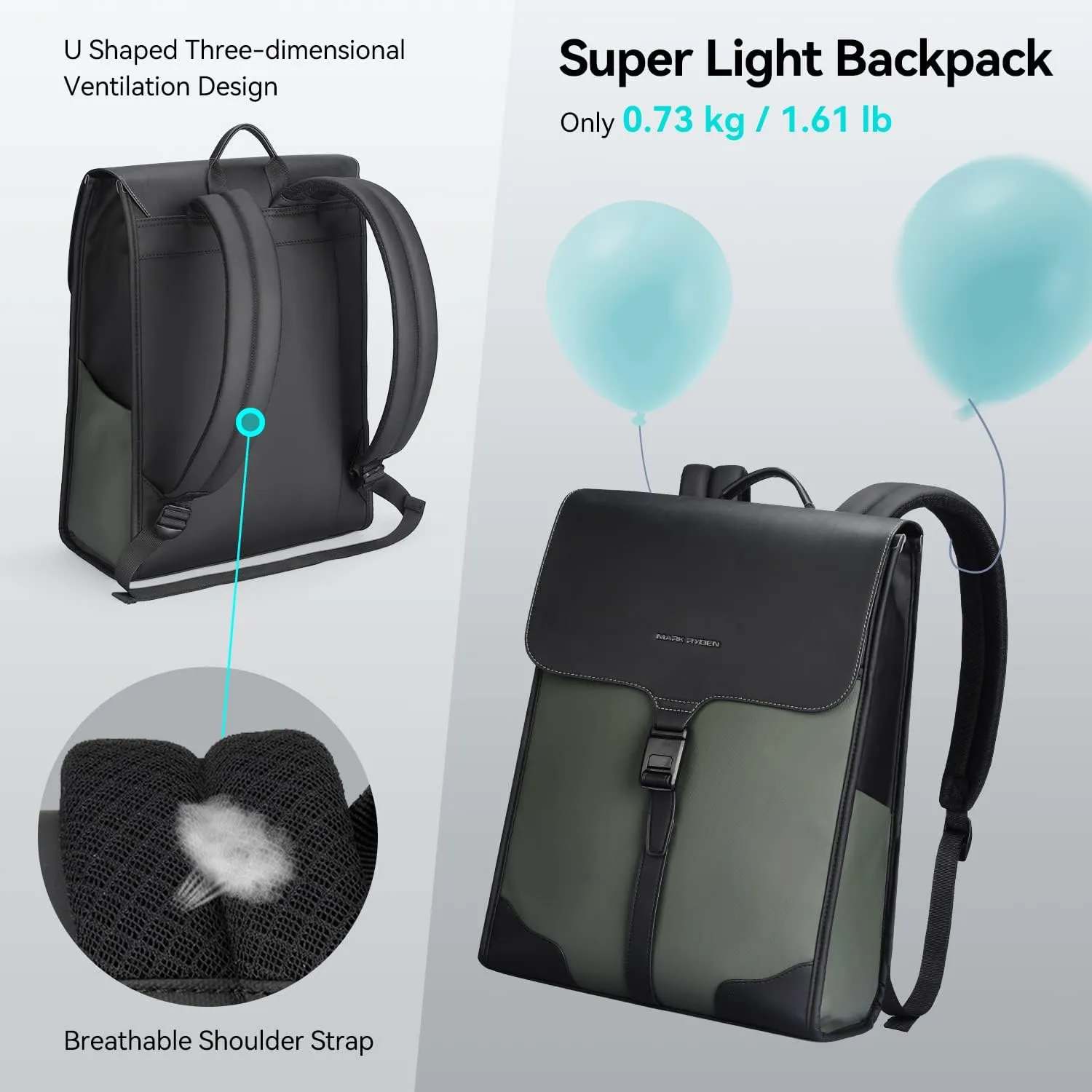 Slim Laptop Backpack for Men, 15.6 Inch Business Backpack with High Tech Magnetic Snap, Waterproof Fashion Casual Backpack Ideal for Working, Daily Life
