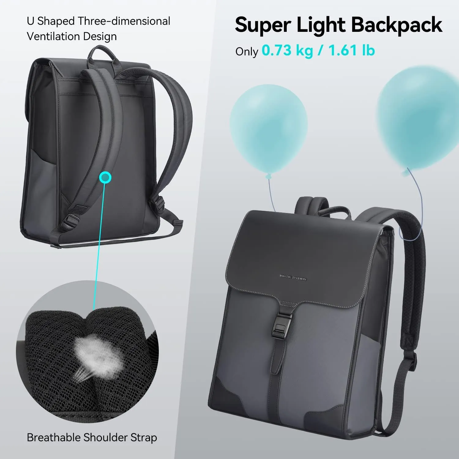 Slim Laptop Backpack for Men, 15.6 Inch Business Backpack with High Tech Magnetic Snap, Waterproof Fashion Casual Backpack Ideal for Working, Daily Life
