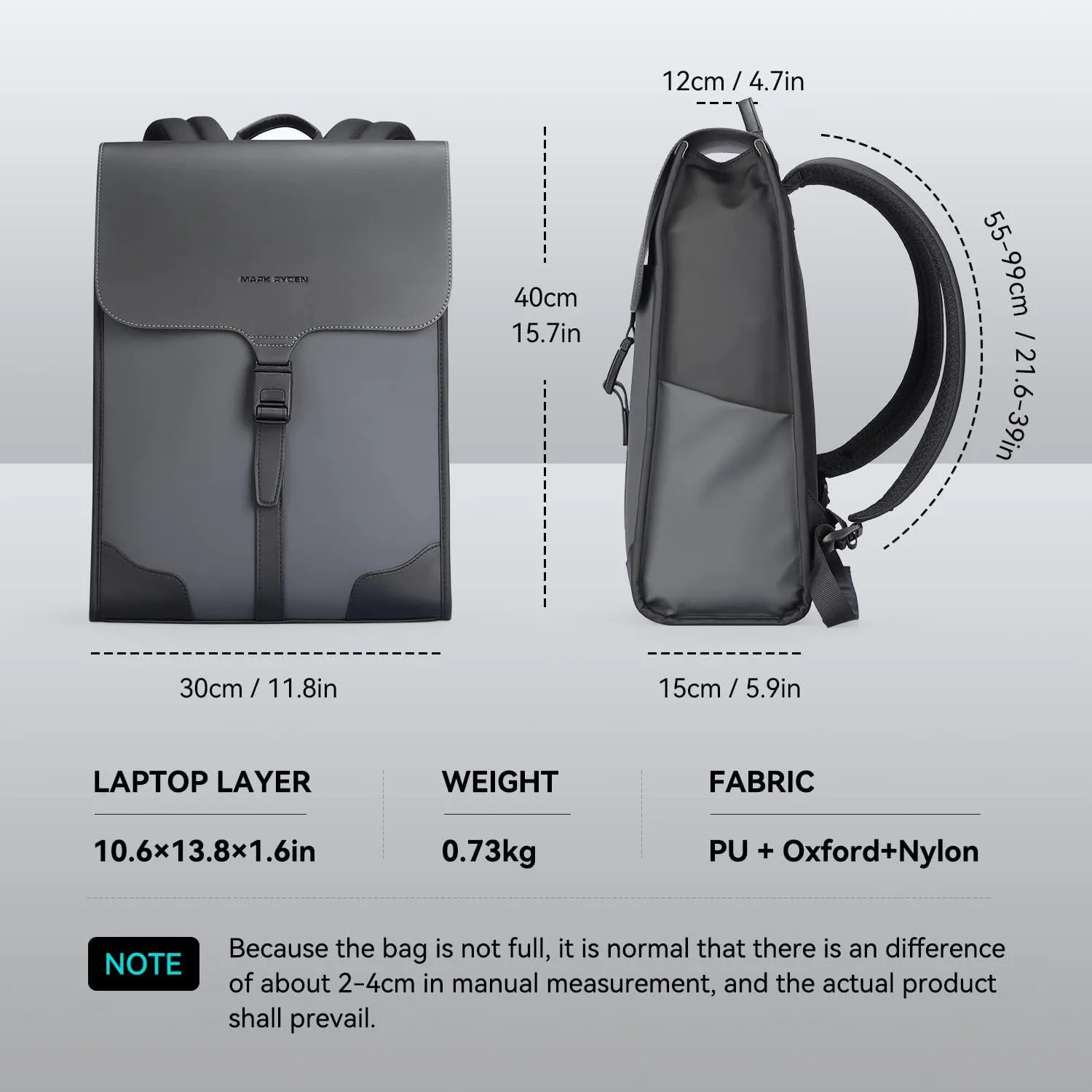 Slim Laptop Backpack for Men, 15.6 Inch Business Backpack with High Tech Magnetic Snap, Waterproof Fashion Casual Backpack Ideal for Working, Daily Life