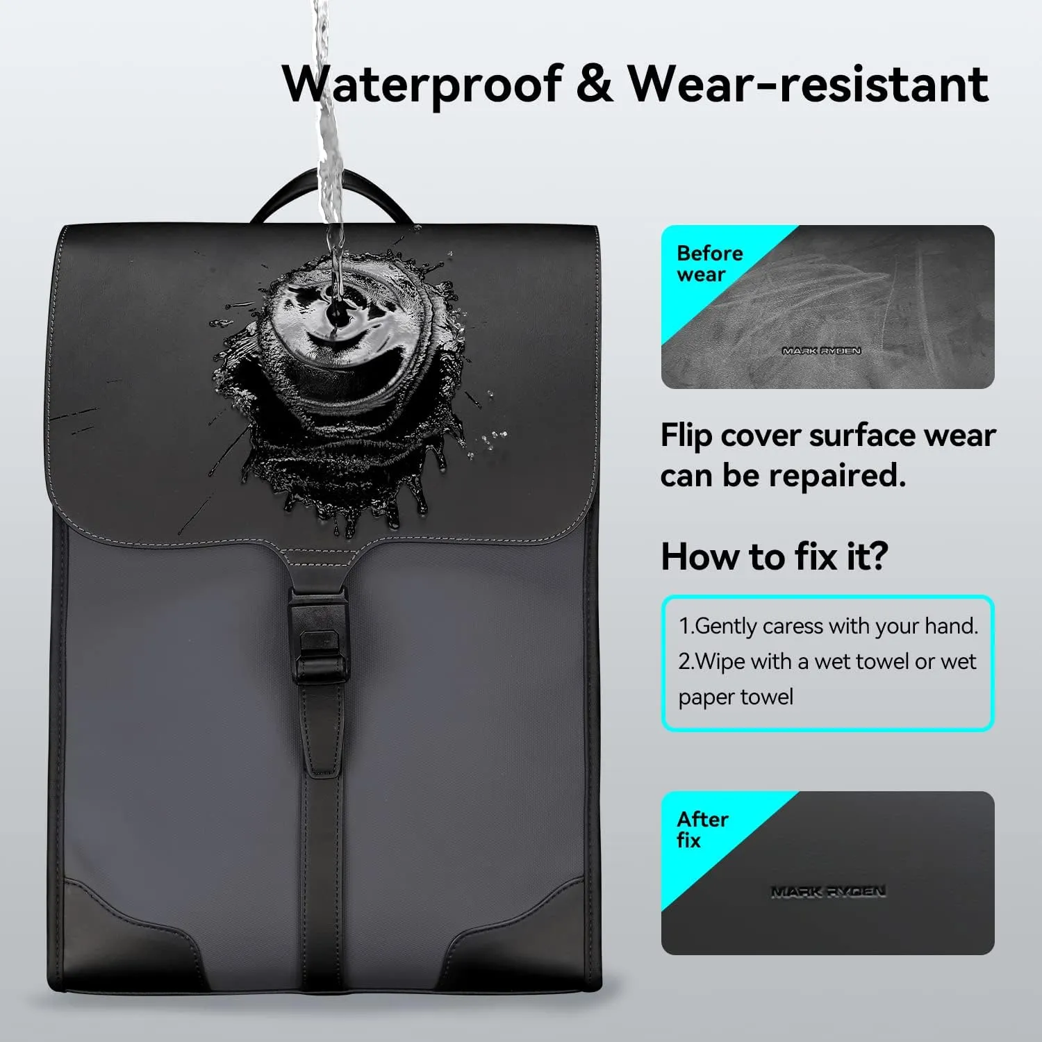 Slim Laptop Backpack for Men, 15.6 Inch Business Backpack with High Tech Magnetic Snap, Waterproof Fashion Casual Backpack Ideal for Working, Daily Life