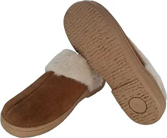Slipper Mule Slip-On Indoor Wool and Clarks Lined Clogs Outdoor Personalized assistance Cozy Tan Anti-theft Fur