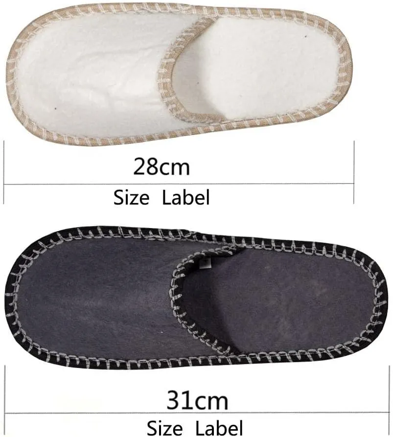 SLIPPERTREND Fleece Felt Close Toe 6 Pairs For Friends Non Slip Indoor Family House Guest Slippers Set for Shoeless Home