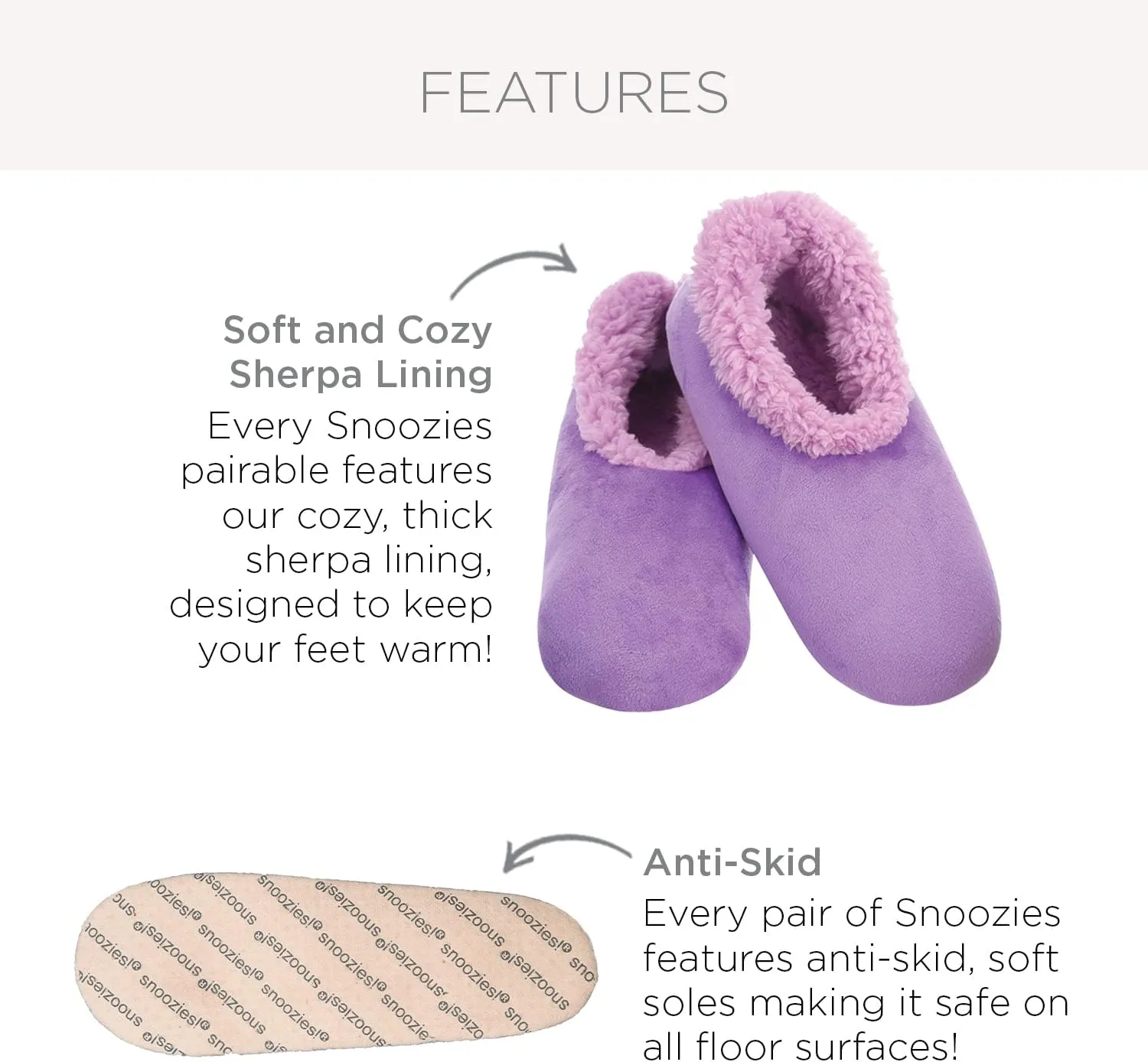 Snoozies Daisy Sherpa-Lined Slipper Socks - Fuzzy and Cute Slippers for Women with Non-Slip Sole
