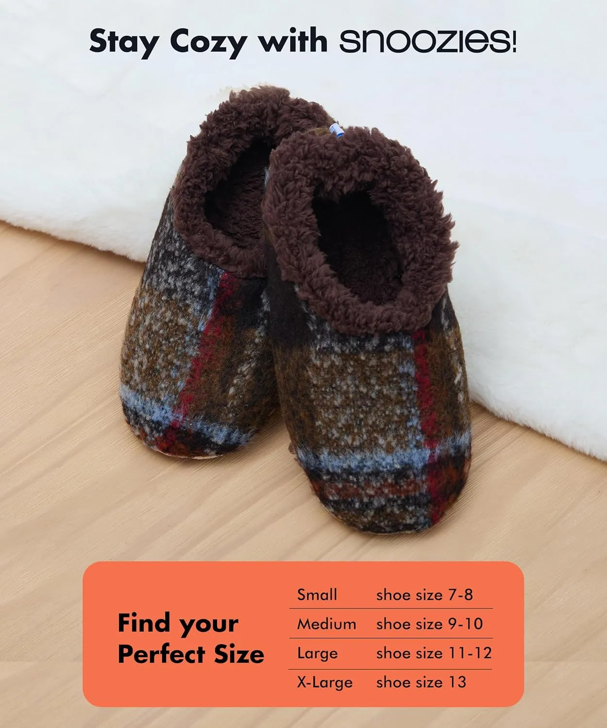 Snoozies Mens Slippers Indoor Plaid, Cord, or Camo, Sherpa Fleece-Lined Slippers Socks Non-Skid, Mens House Shoes, Male Gifts
