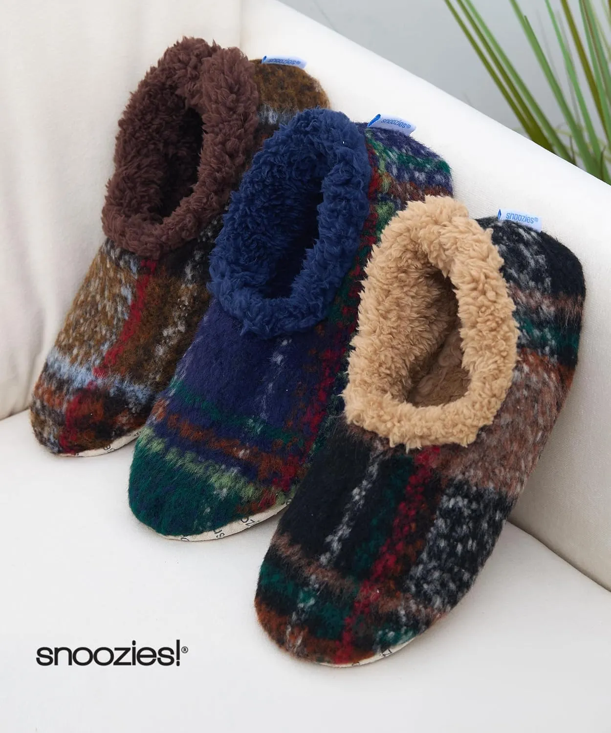Snoozies Mens Slippers Indoor Plaid, Cord, or Camo, Sherpa Fleece-Lined Slippers Socks Non-Skid, Mens House Shoes, Male Gifts