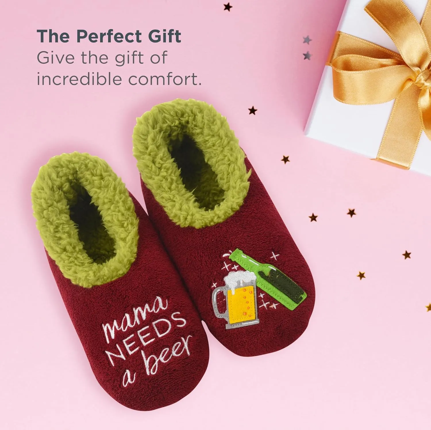 Snoozies Pairables Sherpa-lined Slipper Socks - Fuzzy and Cute Slippers for Women with Non-Slip Sole - Ladies Warm Slippers