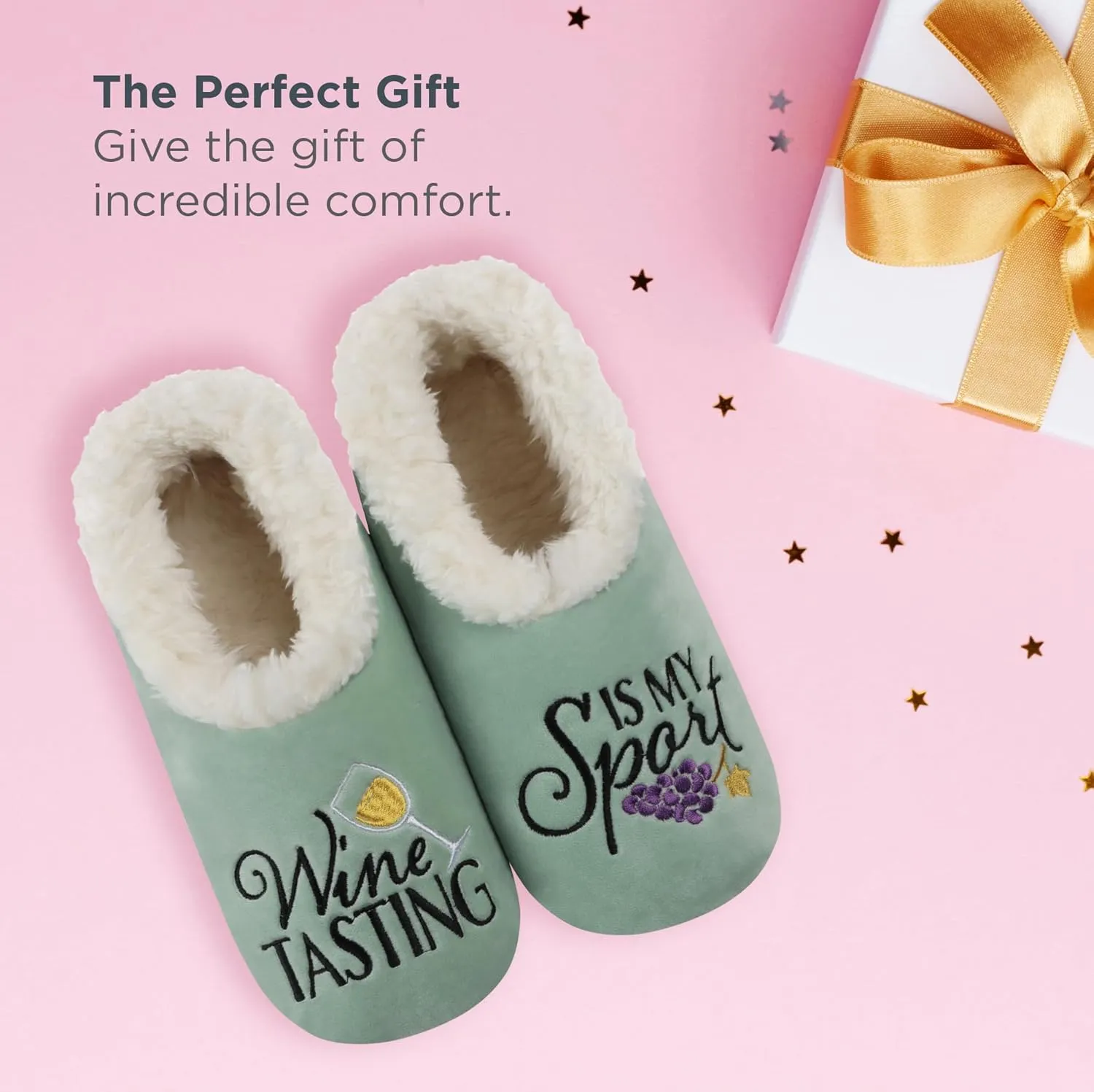 Snoozies Pairables Sherpa-lined Slipper Socks - Fuzzy and Cute Slippers for Women with Non-Slip Sole - Ladies Warm Slippers